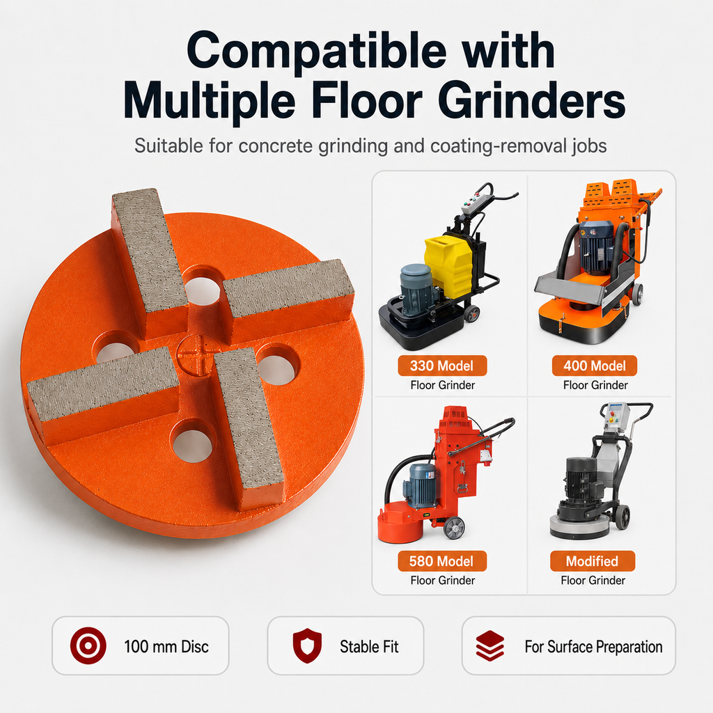 Diamond Floor Grinding Blocks, 100mm Alloy Steel Grinding Plate for Concrete, Epoxy, Terrazzo & Cement Floors