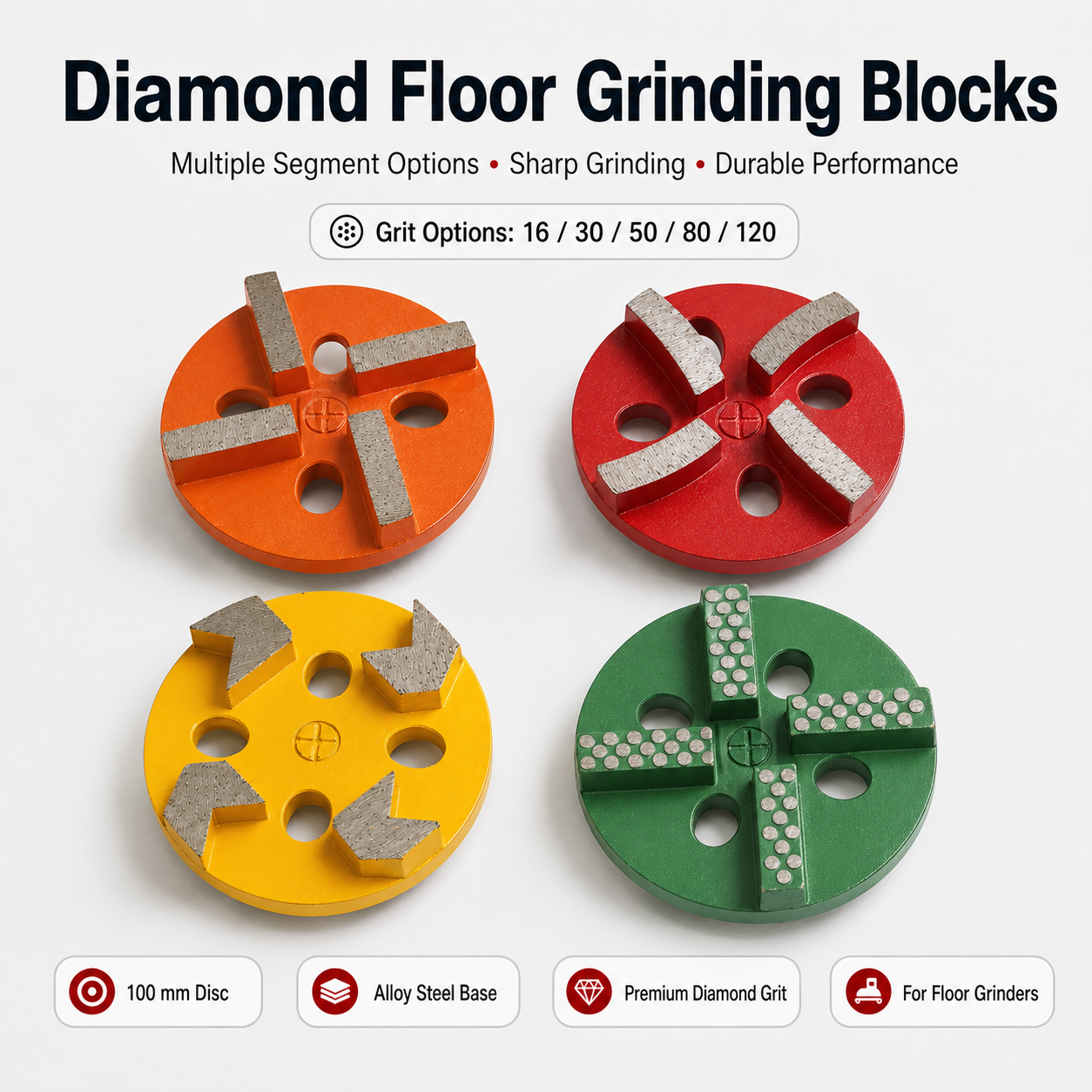 100mm 4-Segment Diamond Grinding Plate for Concrete product view 5