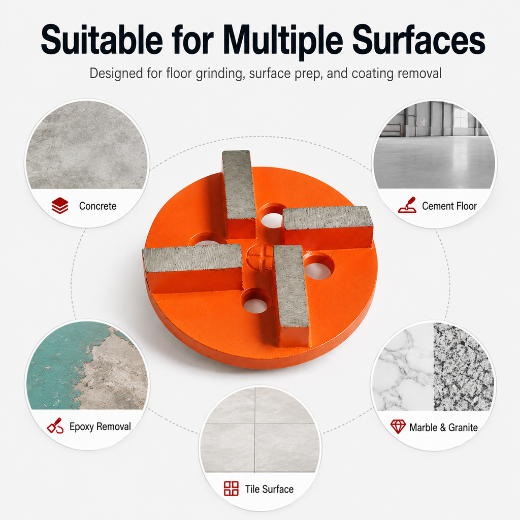 Diamond Floor Grinding Blocks, 100mm Alloy Steel Grinding Plate for Concrete, Epoxy, Terrazzo & Cement Floors