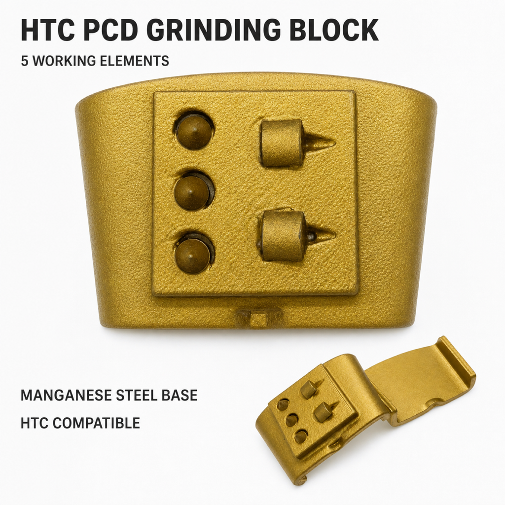 HTC 5-Element PCD Grinding Block for Coating Removal segment and mounting detail