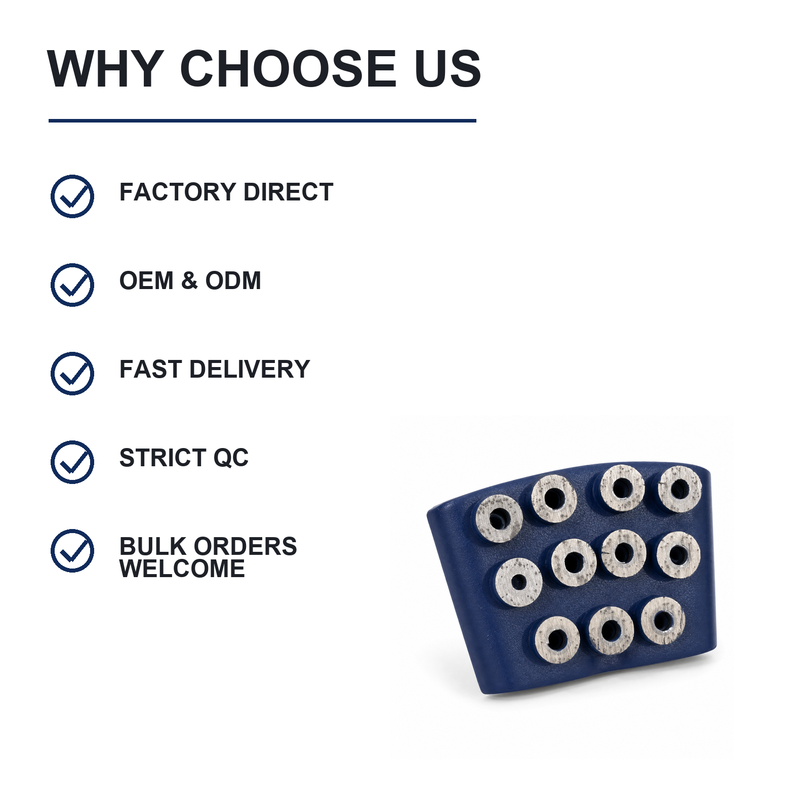HTC 12-Ring Segment Diamond Grinding Shoe product feature summary