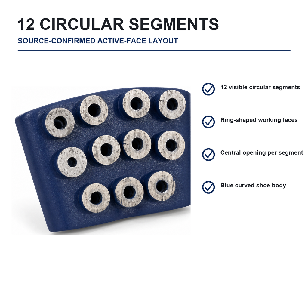 HTC 12-Ring Segment Diamond Grinding Shoe segment and mounting detail