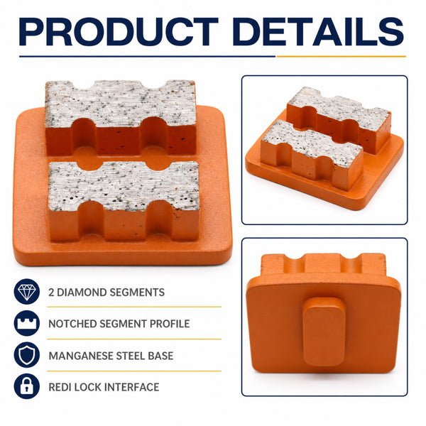 Husqvarna Redi Lock Double Notched-Bar Grinding Tool segment and mounting detail