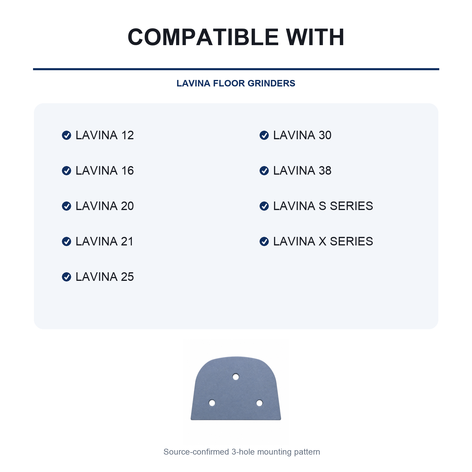 Lavina 3-Segment Diamond Grinding Plate compatible equipment reference