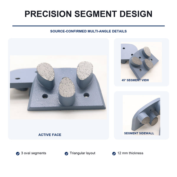 Lavina 3-Segment Diamond Grinding Plate segment and mounting detail