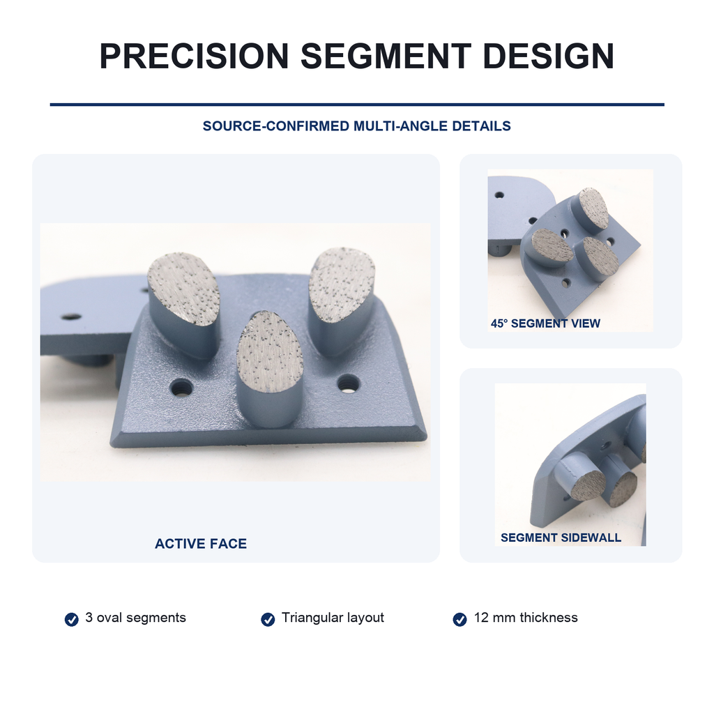 Lavina 3-Segment Diamond Grinding Plate segment and mounting detail