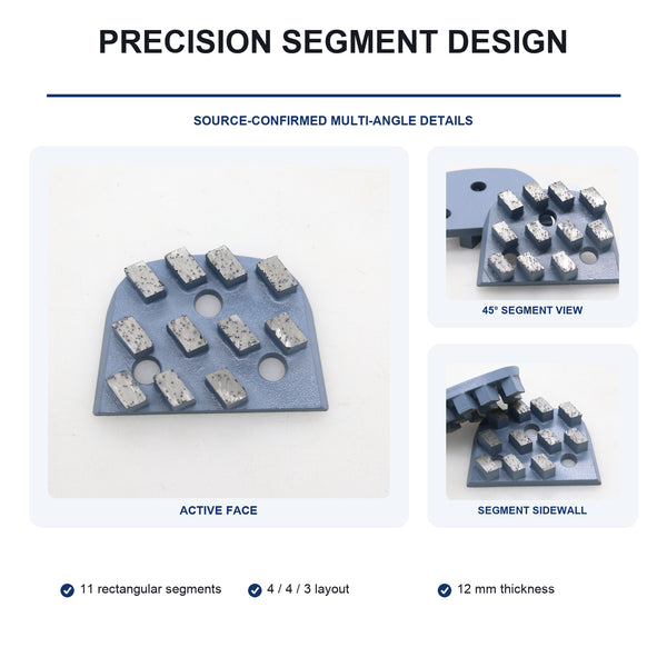 Lavina 11-Segment Diamond Grinding Plate segment and mounting detail