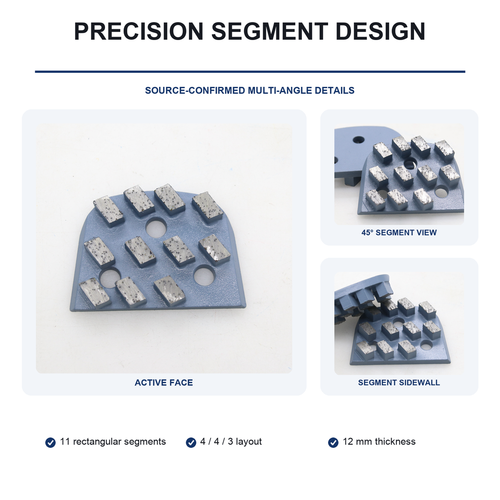 Lavina 11-Segment Diamond Grinding Plate segment and mounting detail