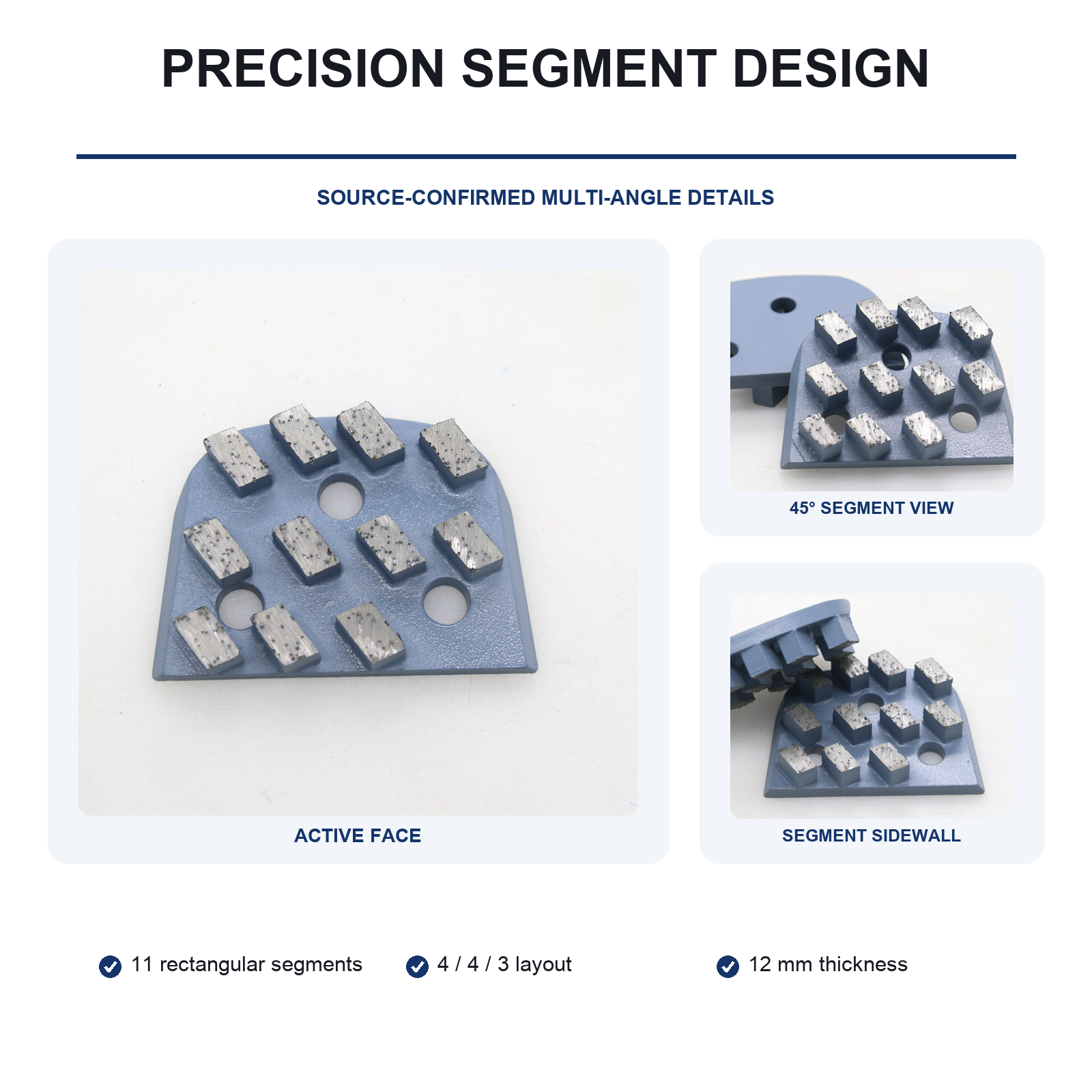Lavina 11-Segment Diamond Grinding Plate segment and mounting detail