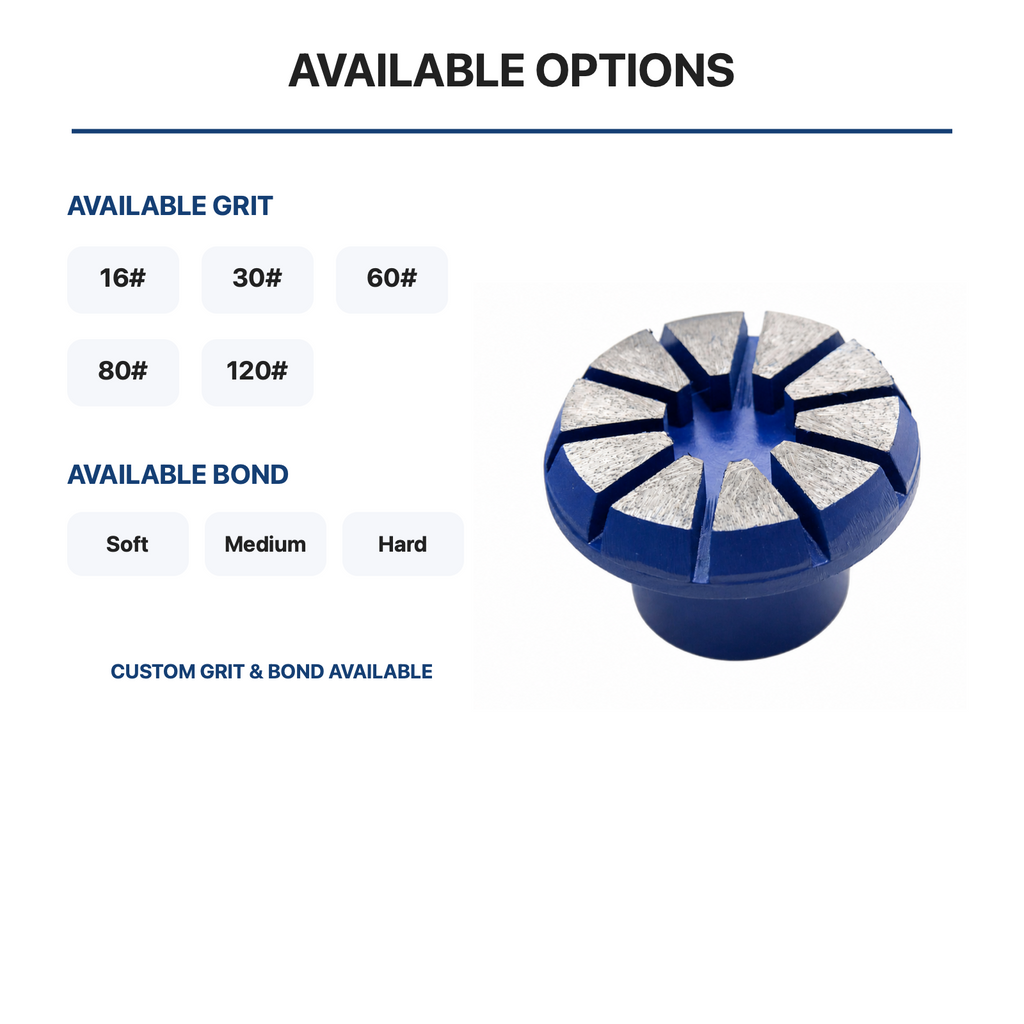 Terrco 12-Segment Metal Bond Grinding Tool grit, bond and pack options