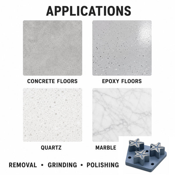 3-Hole Trapezoid 3-Star Diamond Grinding Plate floor preparation applications