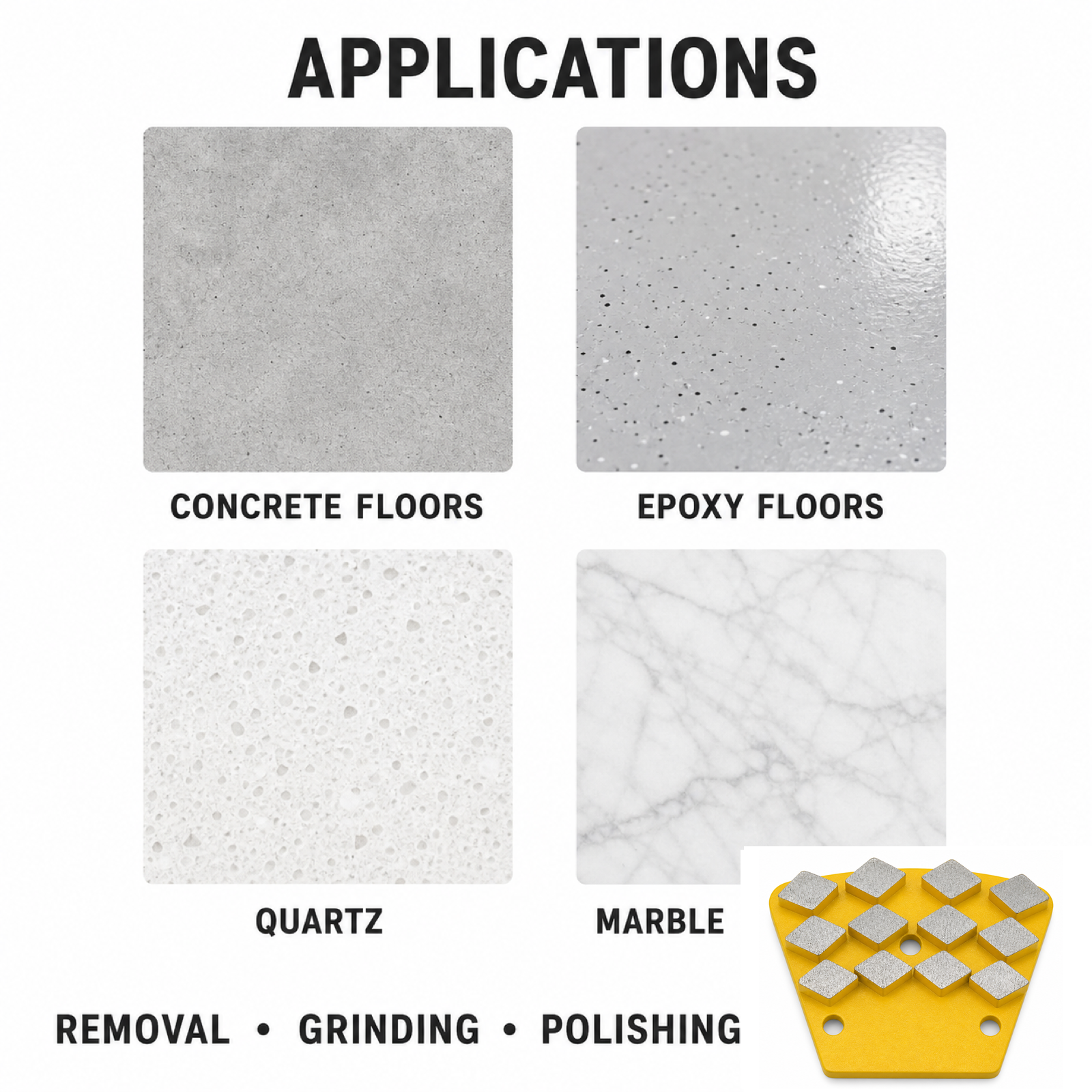 3-Hole Trapezoid 12-Segment Diamond Grinding Plate floor preparation applications