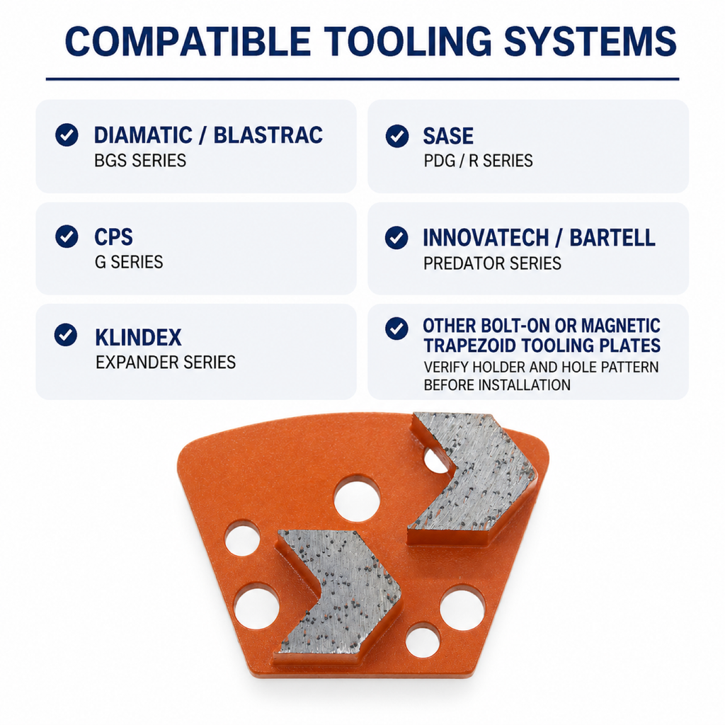 Universal Multi-Hole Double Chevron Grinding Shoe compatible equipment reference
